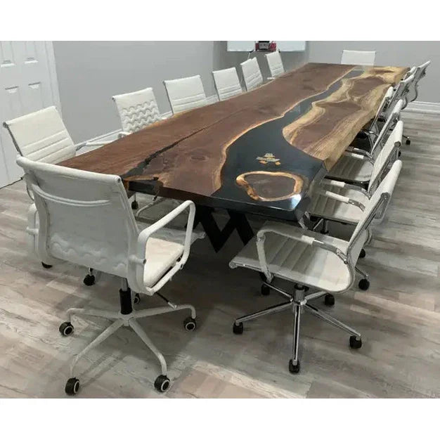 Solid Ash Dining Table With Black Steel X-Legs - Canada Tables