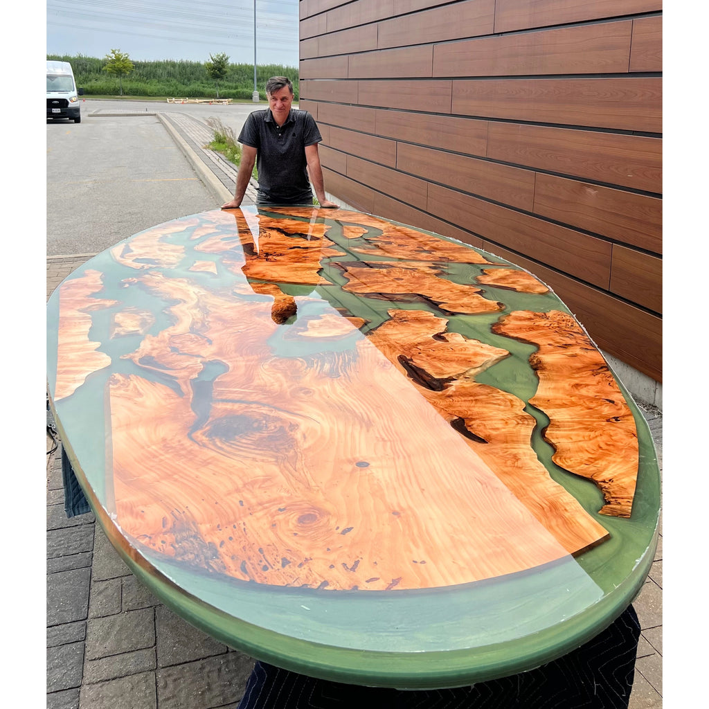 Emerald Island Oval Epoxy Dining Table - Canada Tables