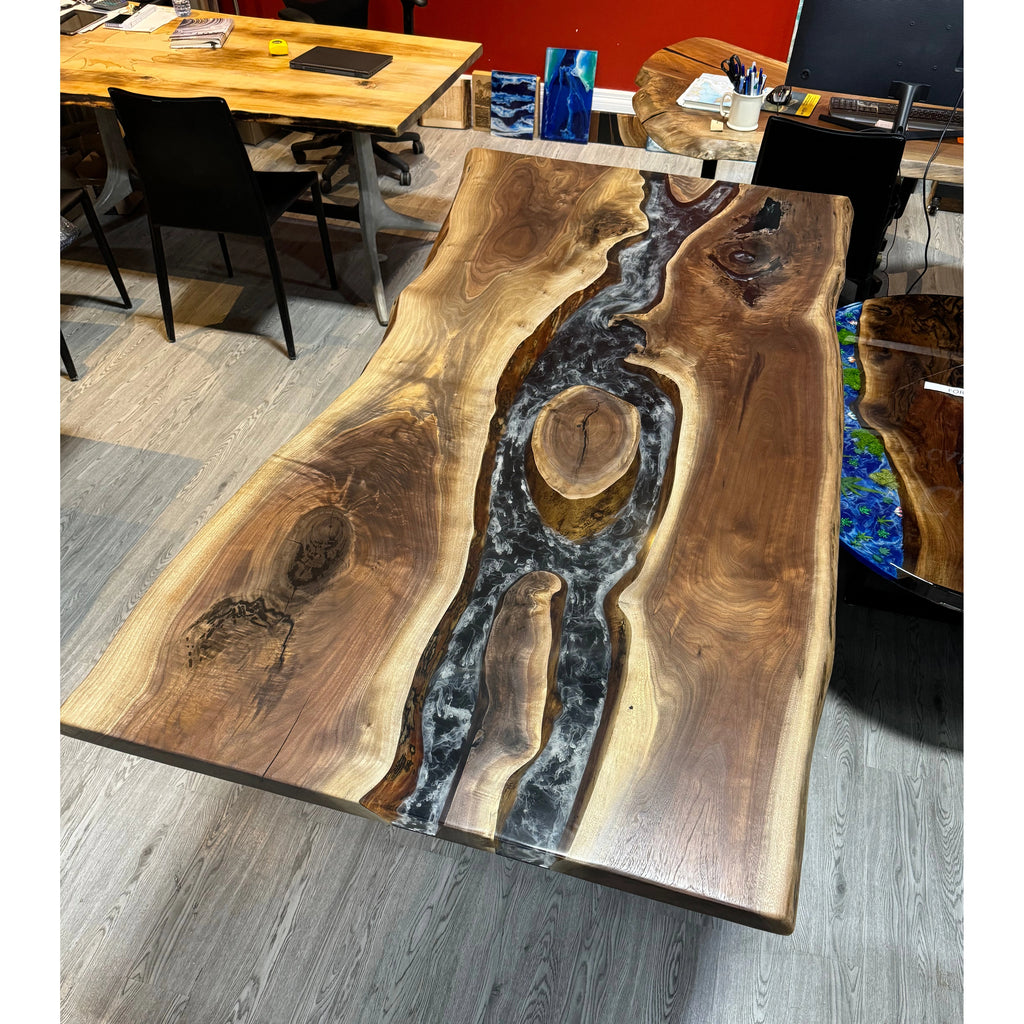 Obsidian Vein Epoxy Dining Table - Canada Tables