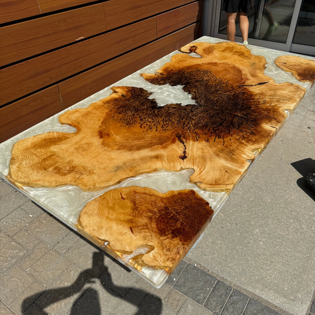 Sunburst Pearl Epoxy Dining Table - Canada Tables