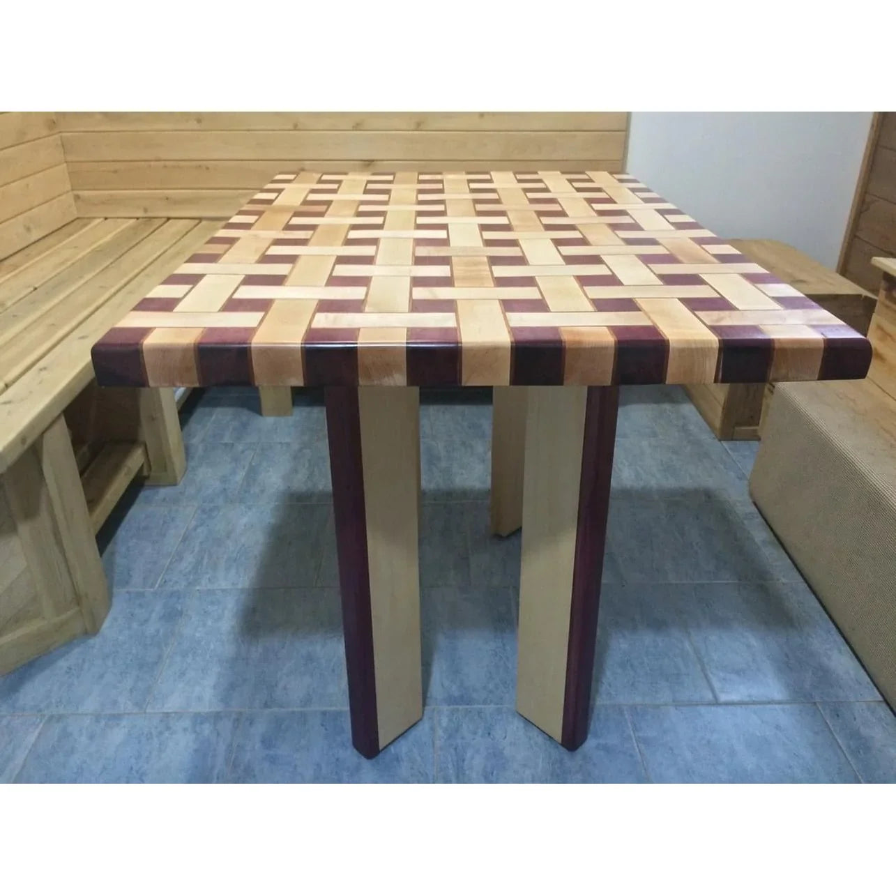Solid hardwood dining table showing real wood grain handmade in Toronto