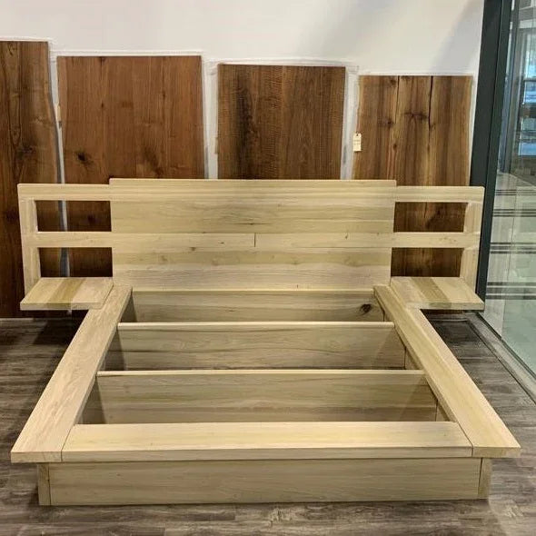 Modern Platform Bed with Built-In Side Tables - Canada Tables