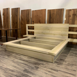 Modern Platform Bed with Built-In Side Tables - Canada Tables