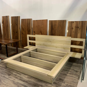 Modern Platform Bed with Built-In Side Tables - Canada Tables