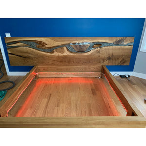 River Glow Bed Frame with Floating Nightstands - Canada Tables