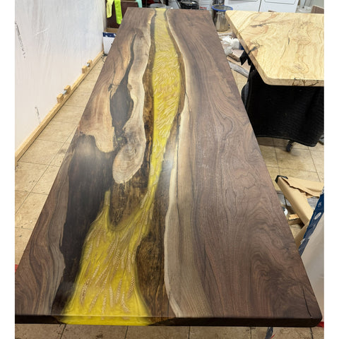 8' x 40" Black Walnut Epoxy River Dining Table