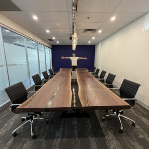 15' x 6' Black Walnut River Boardroom Table