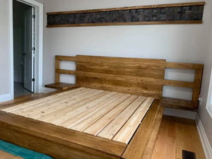 Modern Harmony Bed Frame with Open Shelf Nightstands - Canada Tables