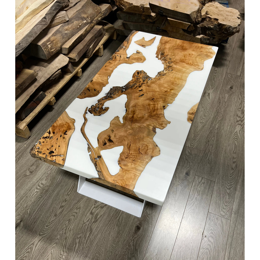 White Glacier Epoxy Coffee Table - Canada Tables