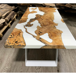 White Glacier Epoxy Coffee Table - Canada Tables