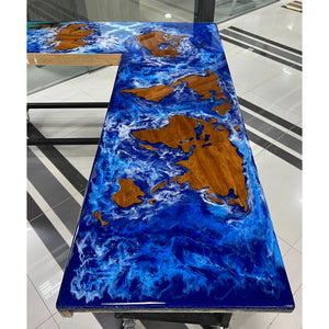 L-Shaped Ocean Map Epoxy Desk – World Resin & Wood - Canada Tables