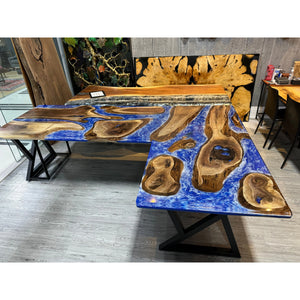 L-Shaped Epoxy Computer Desk – Ocean Resin & Wood - Canada Tables