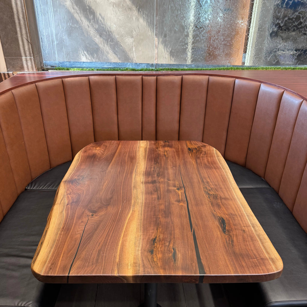 Curved Edge Black Walnut Booth Table - Canada Tables