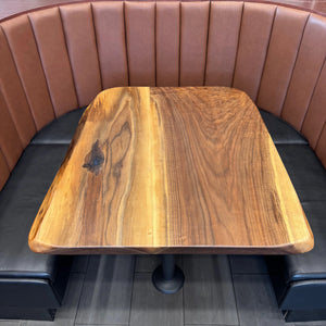 Curved Edge Black Walnut Booth Table - Canada Tables