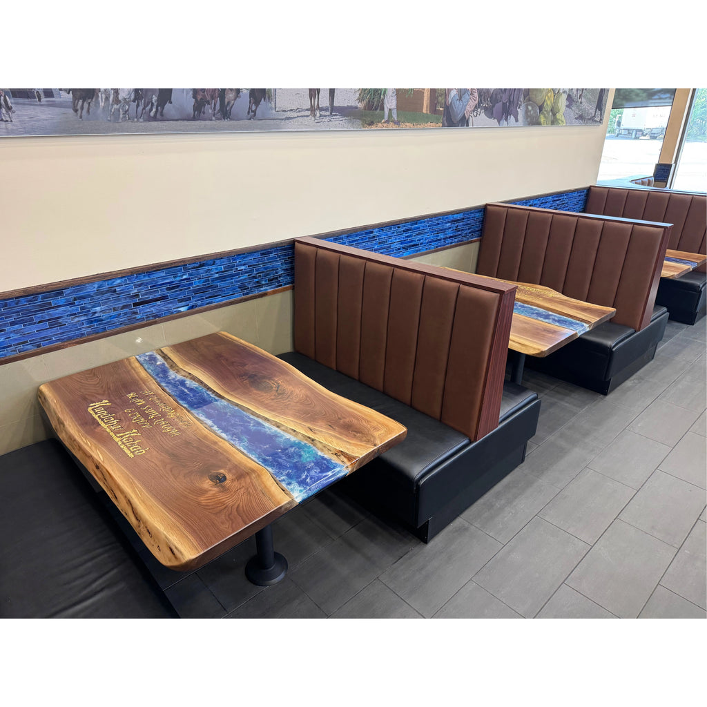 Black Walnut Epoxy Restaurant Tables with 24K Gold Inlay - Canada Tables