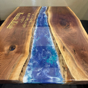 Black Walnut Epoxy Restaurant Tables with 24K Gold Inlay - Canada Tables