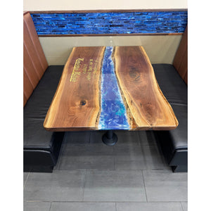 Black Walnut Epoxy Restaurant Tables with 24K Gold Inlay - Canada Tables