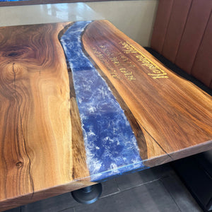 Black Walnut Epoxy Restaurant Tables with 24K Gold Inlay - Canada Tables