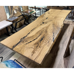 146-inch live edge Canadian white oak dining table with black epoxy — handmade in Toronto by CanadaTables