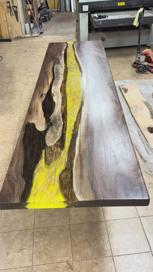 8' x 40" Black Walnut Epoxy River Dining Table