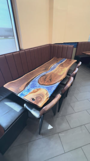 Black Walnut Epoxy River Table – Ocean Flow Edition