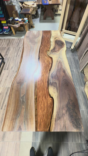 Live Edge Wood Boardroom Table – Natural Solid Wood Conference Table